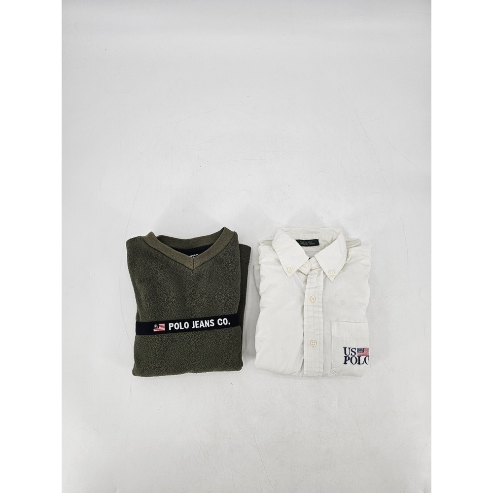 LOT OF 2 POLO BY RALPH LAUREN BOYS LONG SLEEVE SWEATER & BUTTON UP SIZE 4